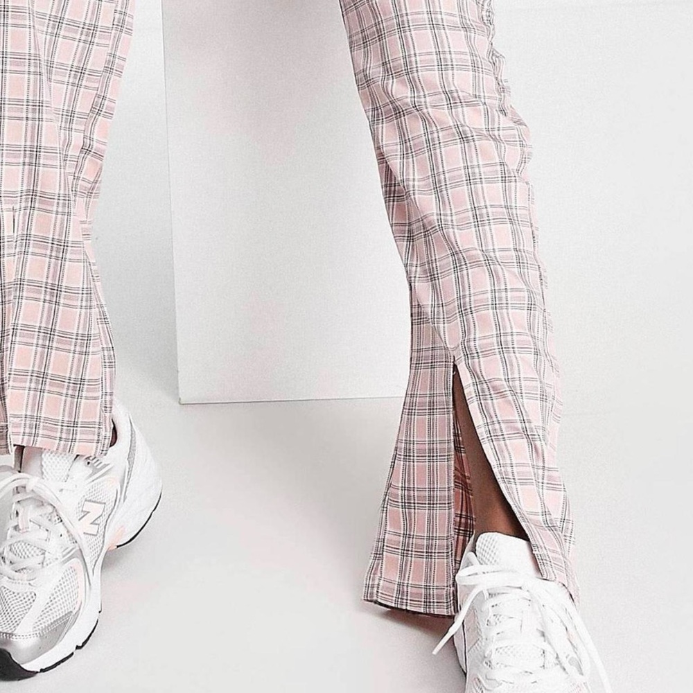 ASOS Heartbreak Slit Front Plaid Trousers